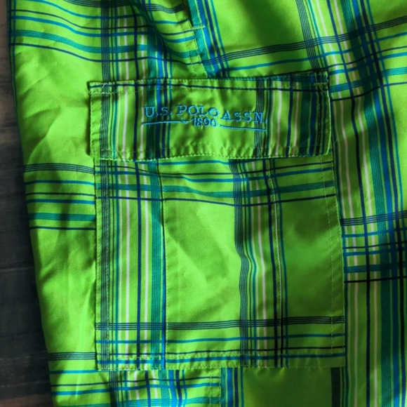 Men's Green U.S. Polo Swim Board Short Trunks, size XL - Picture 5 of 12